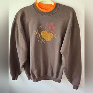 🍂 Vintage Pleasant Shade Fall Pumpkin Rhinestone Sweatshirt 🍂